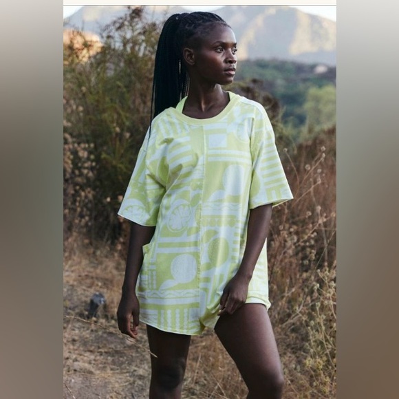 Free People Hot Shot Tee Printed Romper in Sunday Market...